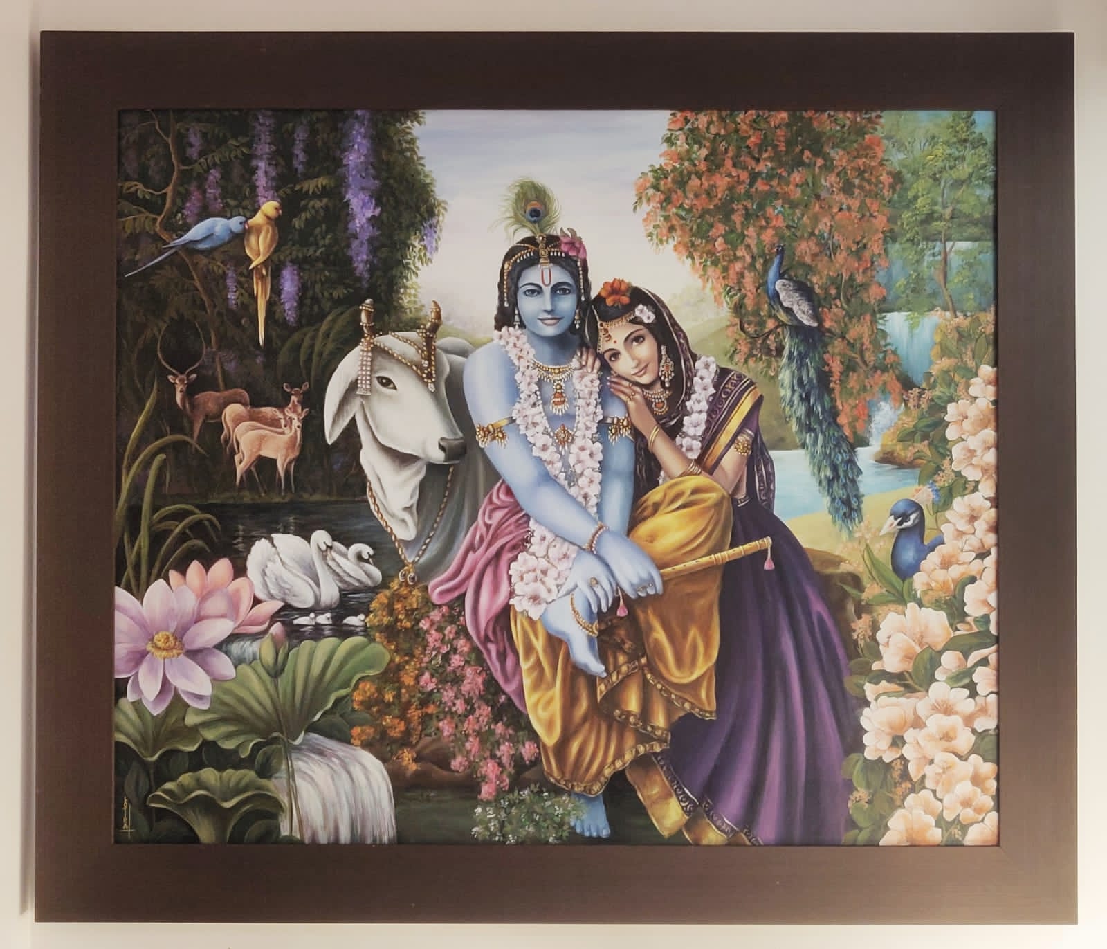 Radha-Krishna in the forest, oil painting