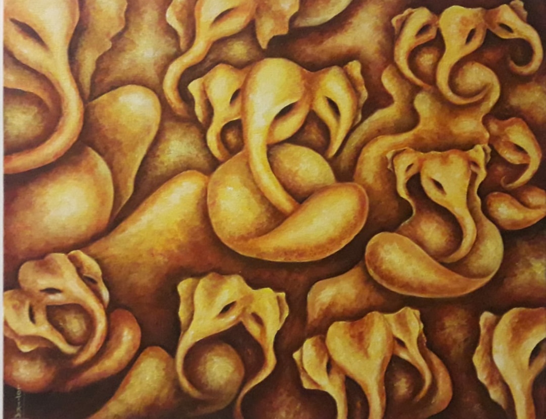 Multiple Ganeshas in golden field